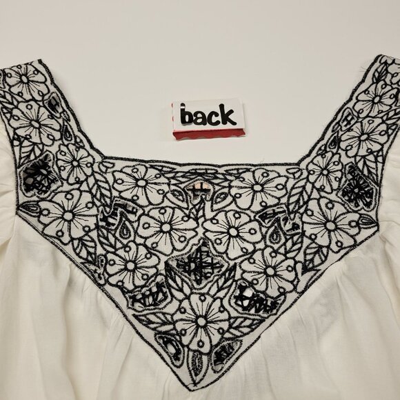 𝅺WHITE Cotton Short Sleeve Black Lace Blouse Various Sizes M L XL- NWT - Picture 4 of 12